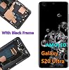 AMOLED para Samsung Galaxy S20 Ultra, pantalla LCD de repuesto, táctil digitalizador, SM-G988U SM-G988U1, compatible con huella digital, incluye marco negro, adhesivo trasero y herramientas 7