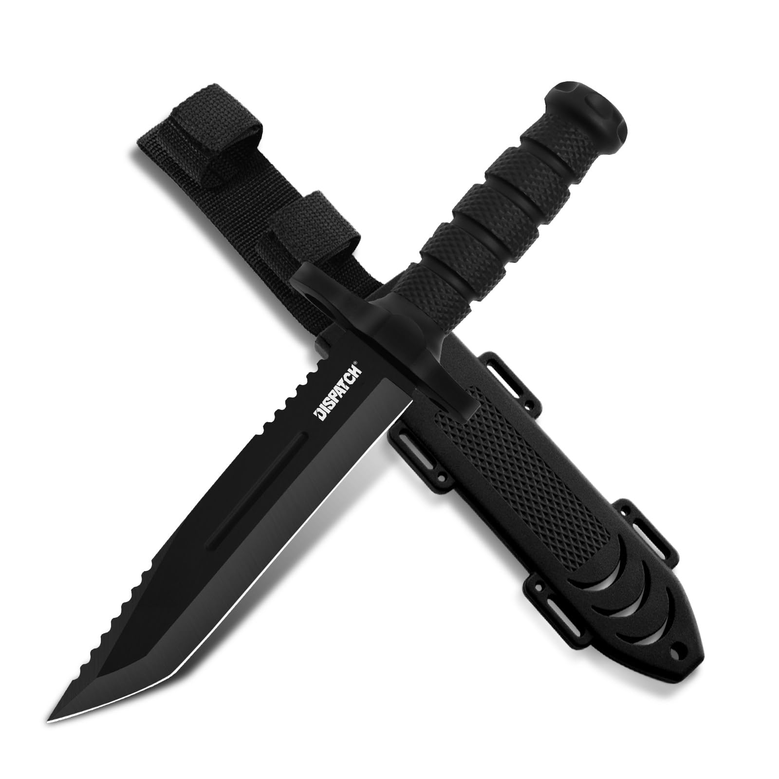Dispatch Fixed Blade Hunting Knife with Sheath, 12-inch Survival Knives for Men Tactical Bowie Knife with Non-Slip Handle for Bushcraft, Outdoor Camping