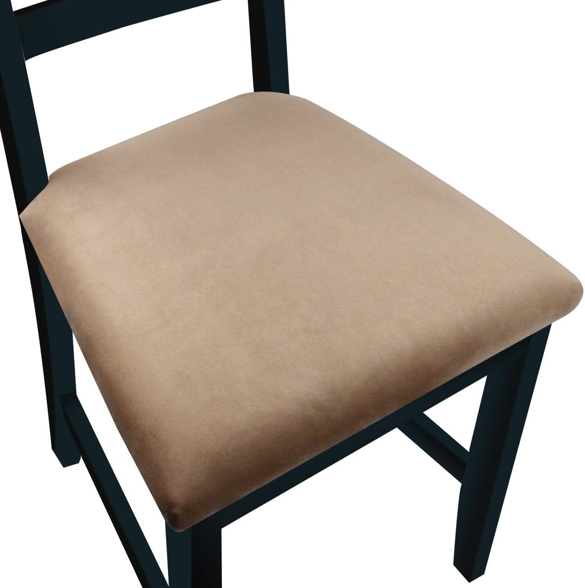 NORTHERN BROTHERS Velvet Dining Room Chair Seat Covers Set of 2, Velvet Stretch Kitchen Chairs Seat Slipcovers (Velvet Camel, 2 Pack)