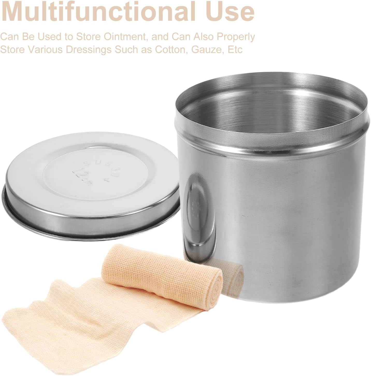 Generic Stainless Steel Dressing Jar: Multipurpose Laboratory Container For Cotton Gauze Ointment Storage - Clinics And Labs Supplies