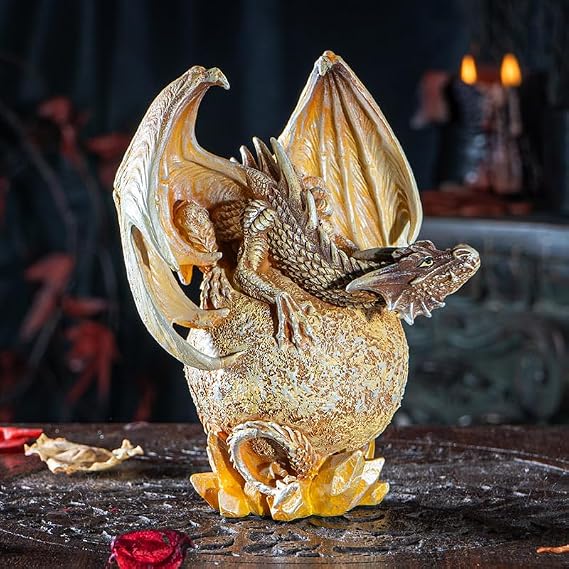 Pacific Giftware Golden Bronze Venus Dragon on Celestial Globe Detailed Resin Figurine for Dragon-Themed Home Decor Ideal for Collectors and Unique Gifts 5 Inches