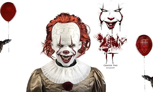 Miniatura 5 de Máscara de payaso de terror, máscara de payaso espeluznante para adultos, máscara de payaso de Halloween, accesorio de disfraz.