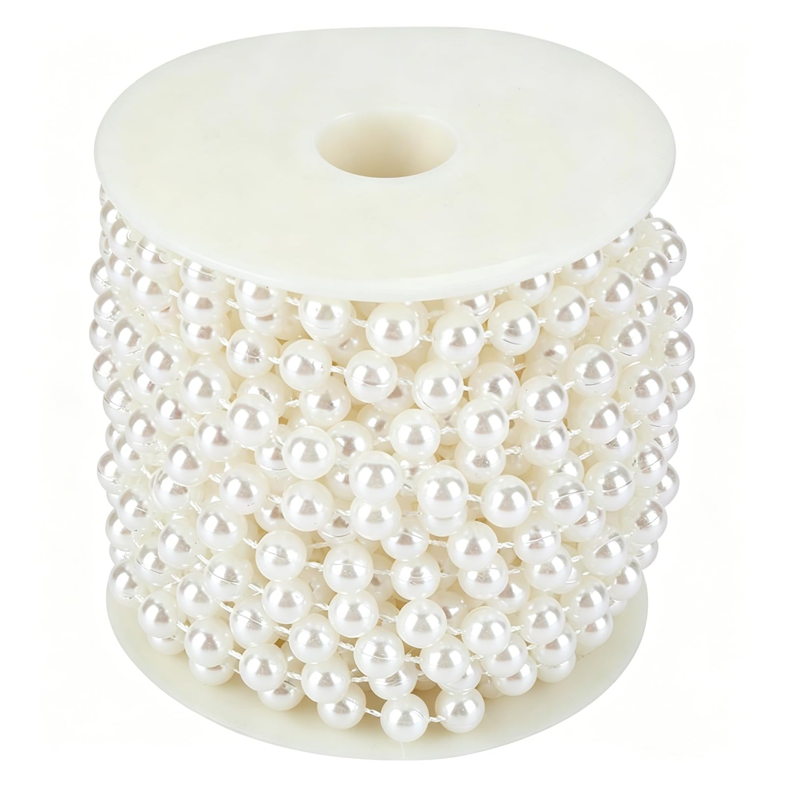 mumisuto Pearl Beads String Chain 10m/Roll, Artificial Pearls String Chain, Grinding Pearl Beads String DIY Wedding Decoration for Party Home Decoration 8mm (White)