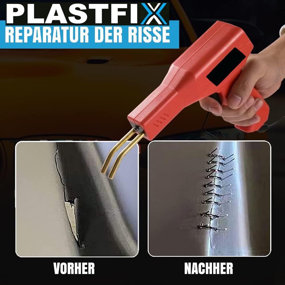 PLASTFIX spawarka do tworzyw sztucznych do spawania zderzaków, zestaw naprawczy do samochodu, plastikowa spawarka wraz z 200 klamrami spawalniczymi