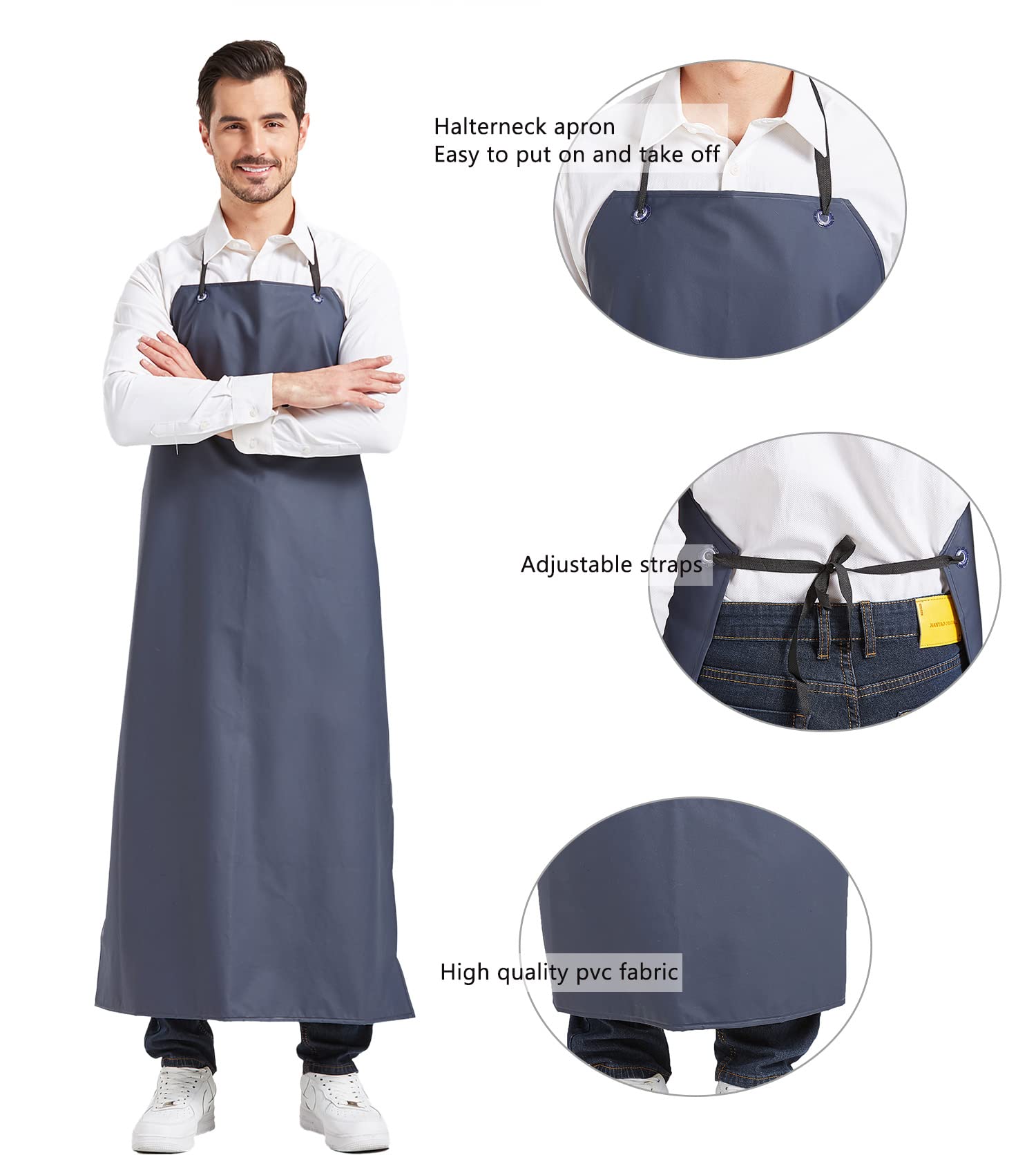 Nanxson Grembiule impermeabile in PVC con coulisse regolabile sul collo e cintura in vita Grembiule resistente alle sostanze chimiche per la pulizia e il giardinaggio