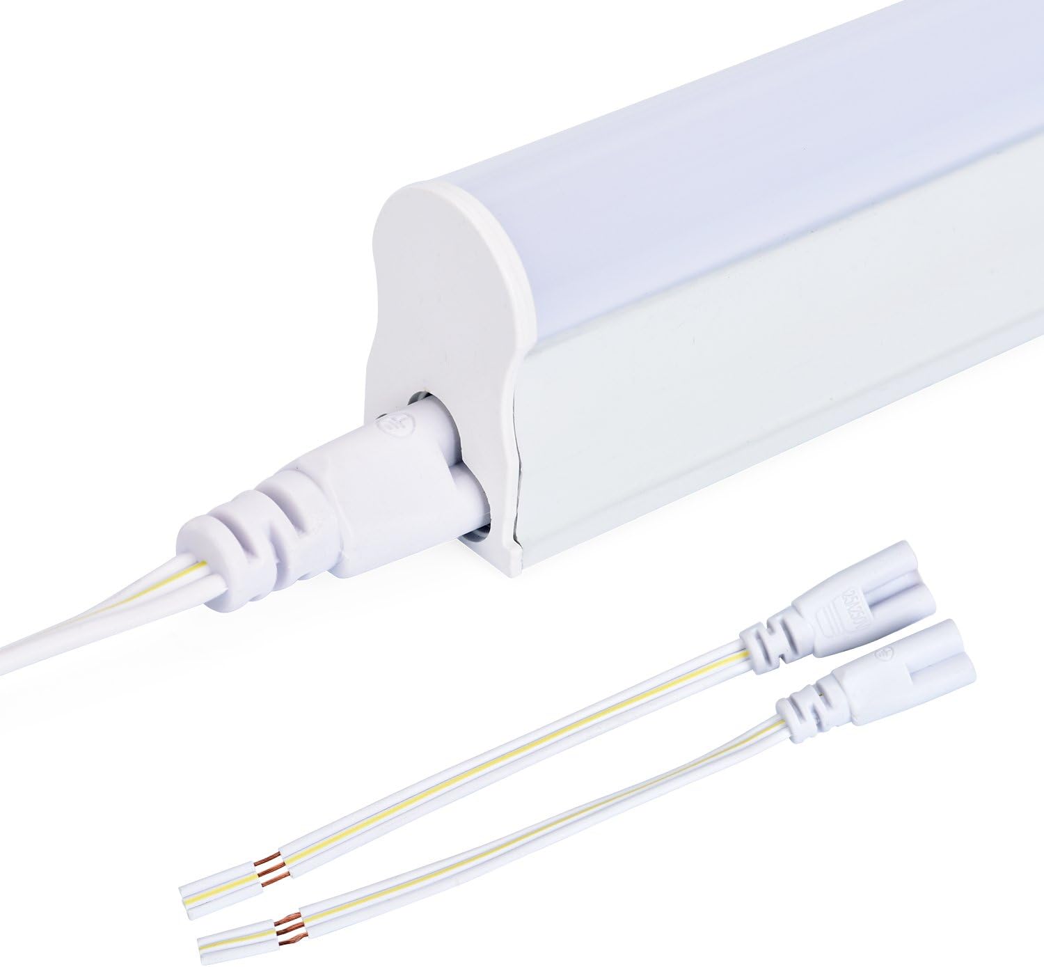 Zoopod 30Pack 10Pack T5 Integrated Single Light Fixture 4ft 18W Cool White 6000K Frosted Cover,Plug-and-Play,Ceiling Light, Corded Electric with Built-in ON/Off Switch