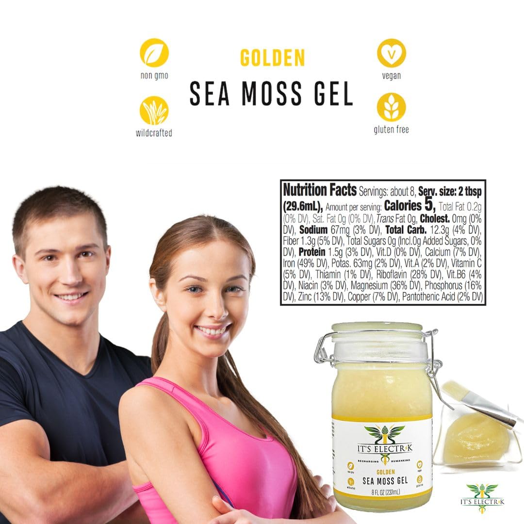 Amazon.com: It's Electrik Golden Sea Moss Gel | (8 OZ) 100% All