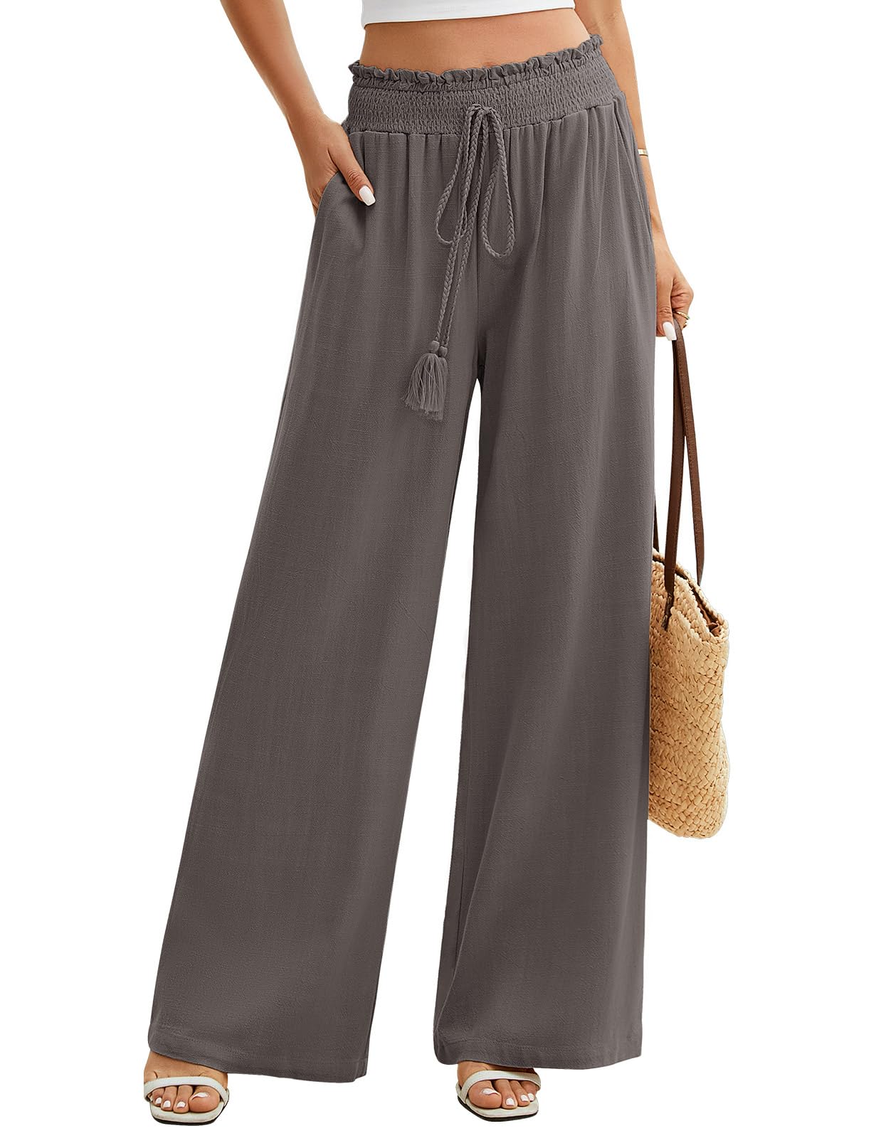 Pantalon élégant décontracté en lin et coton au tombé impeccable