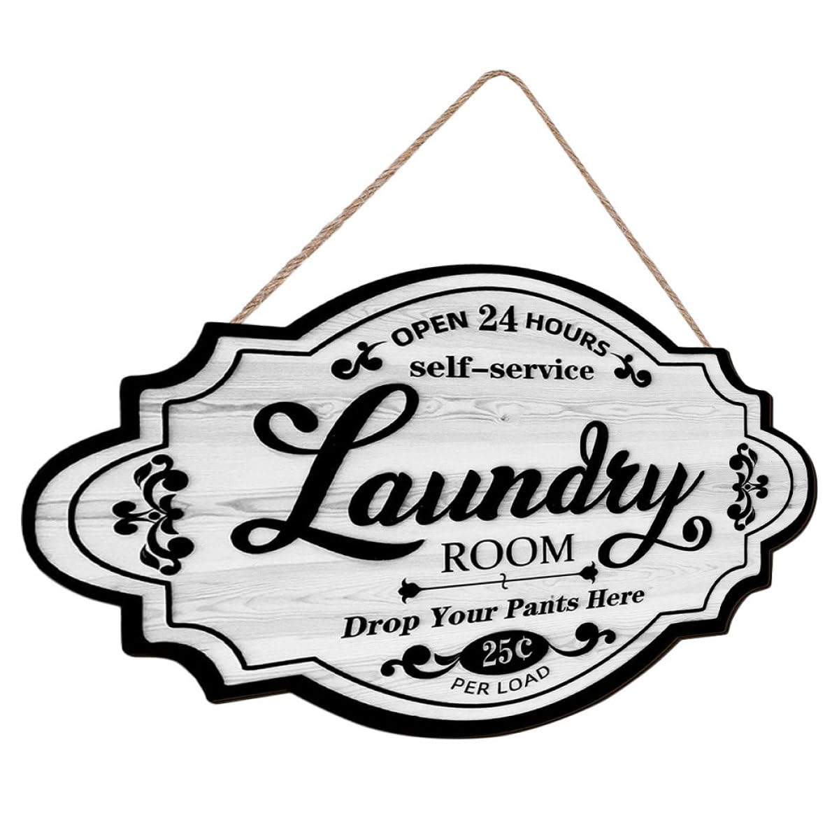 Letrero de lavandería de madera retro Alipis 30x15 cm decorativo