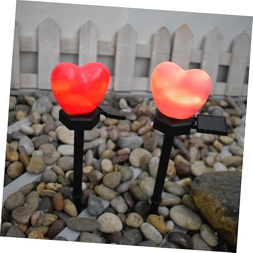 Miniatura 5 de Uonlytech Lámparas solares para jardín, 2 unidades, luces solares para exteriores, para patio, césped, jardín, camino, forma de corazón