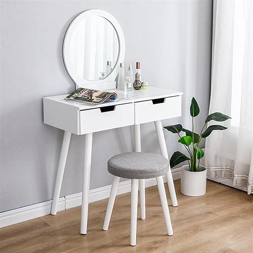 Miniatura 7 de BNNP Tocador de maquillaje mesa de tocador para dormitorio con espejo aparador de joyas organizador de maquillaje cajones de tocador moderno mesa de