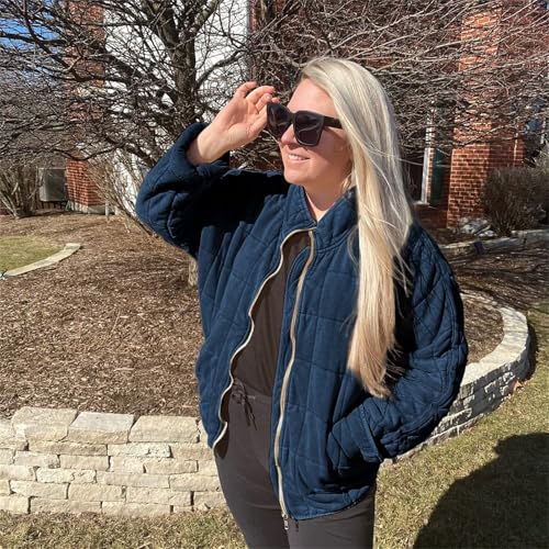 Women's Causal Lightweight Quilted Jackets Long Sleeve Zip Up Warm Winter Coats with Pockets3