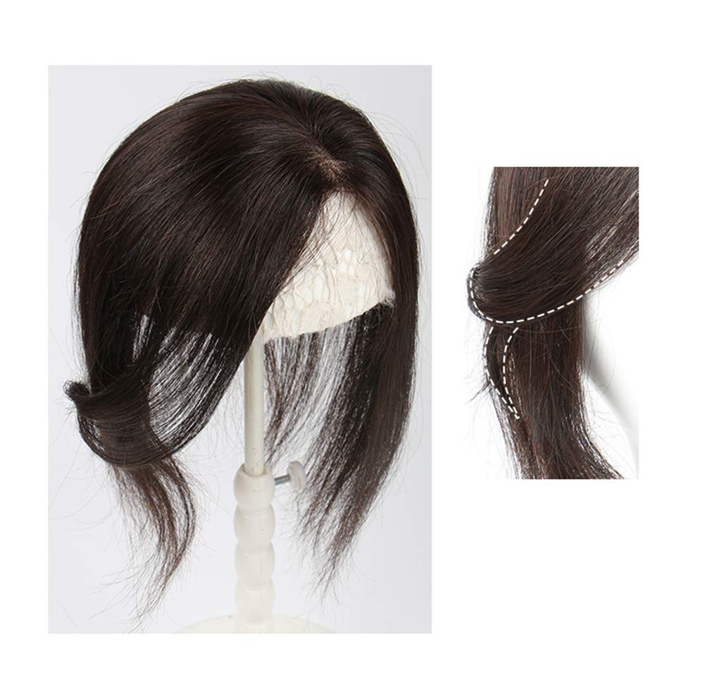 Seitenscheitel, handgebunden, 5,1 x 7,6 cm, Mono-Echthaar, Clip-In-Aufsatz für Frauen mit dünner werdendem Haar, 25,4 cm, Dunkelbraun
