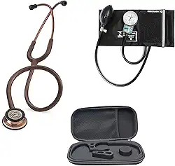 Combo Estetoscópio 3M Classic III Chocolate Cobre 5809 Littmann, Esfigmomanômetro + Case