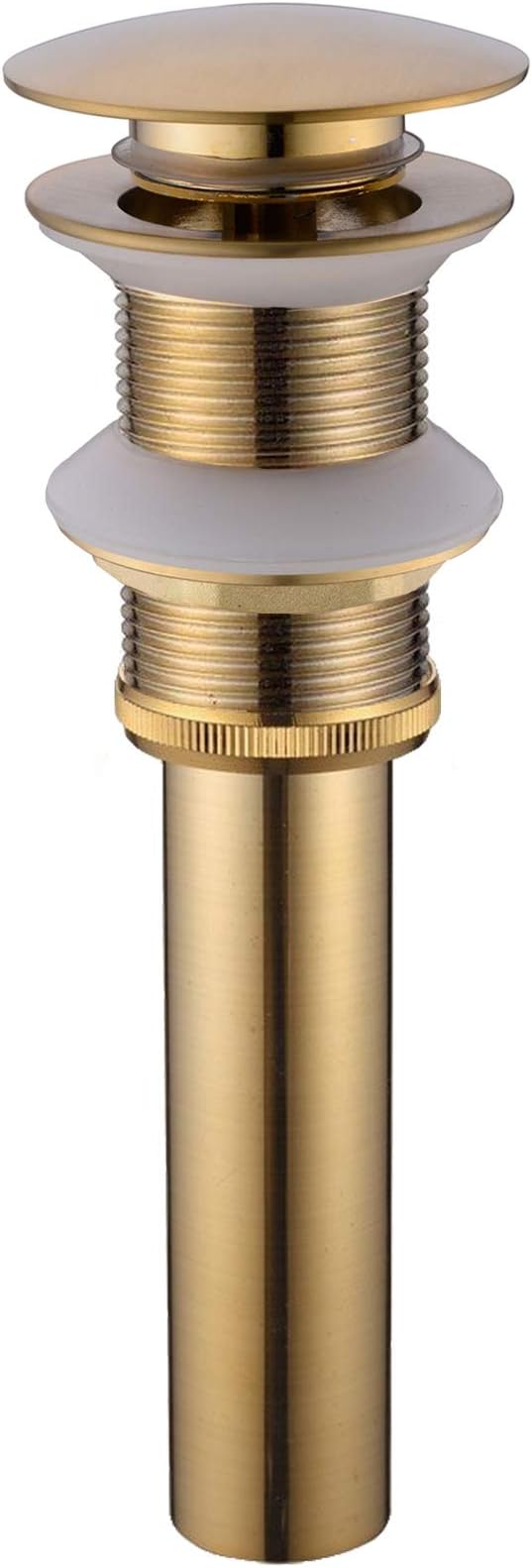 Brass Bathroom Basin Sink Unslotted Pop Up Waste Drain Stopper Without Overflow, Click Clack Sprung Plug no Overflow, Brushed Gold
