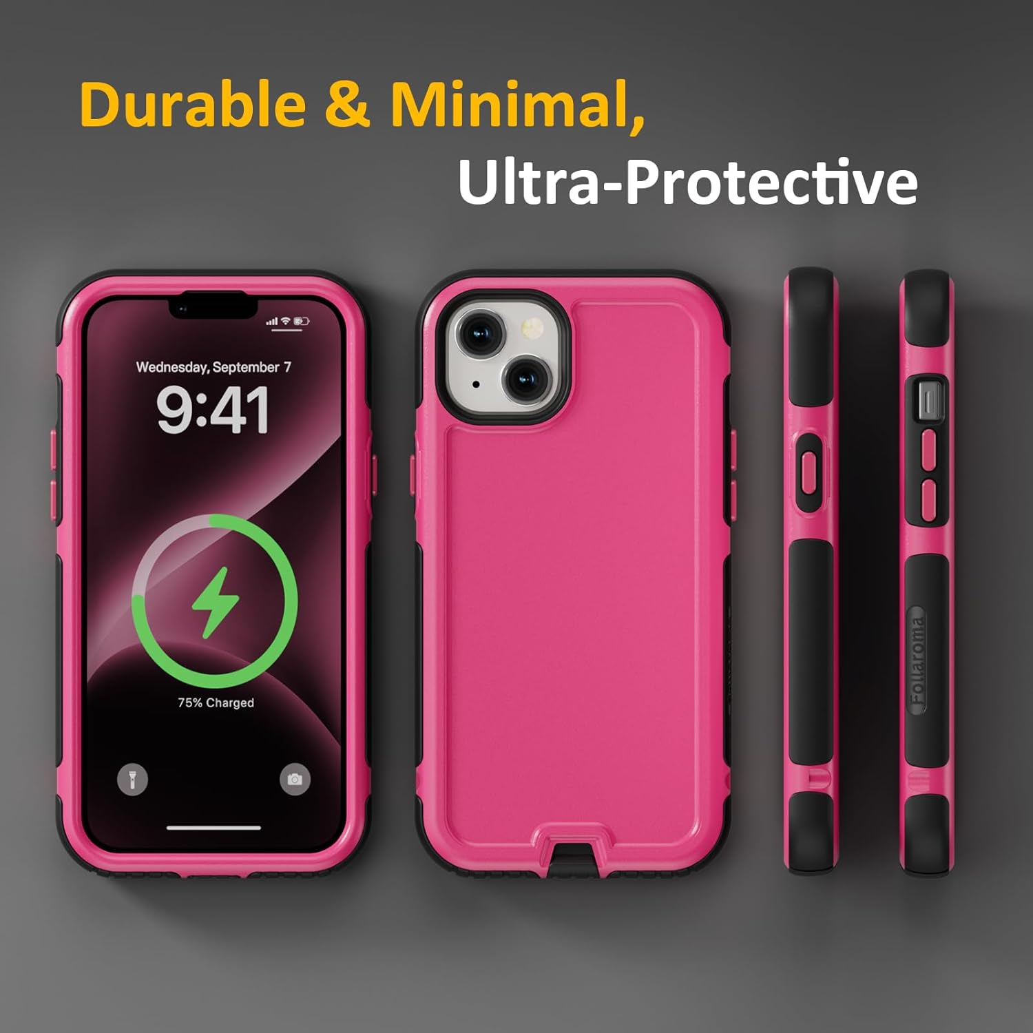 for iPhone 14 Plus Case, Compatible with MagSafe, Heavy Duty Shockproof Protective Phone Case, Anti-Drop Protection, Dual Layer Magnetic Phone Cover for iPhone 14 Plus, 6.7", Hot Pink - Image 7