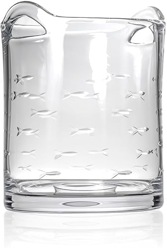 Miniatura 13 de Rolf Glass School of Fish - Vaso de cóctel de whisky doble de 13 onzas, juego de 2, vasos grabados sin plomo, fabricados en los Estados Unidos