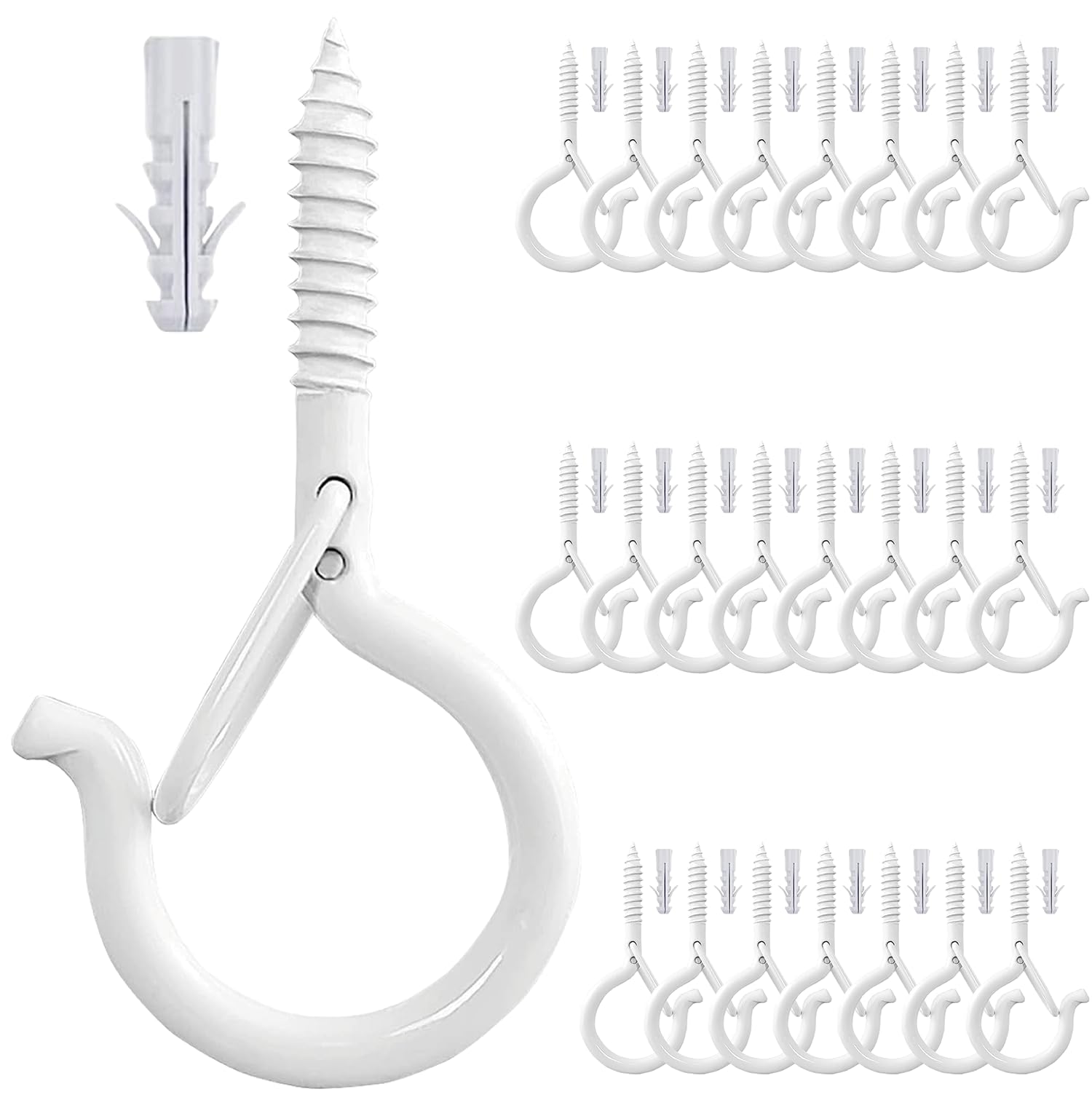24 Pcs Ceiling Q Hanger Hooks for Hanging Plants 2.2 inches White