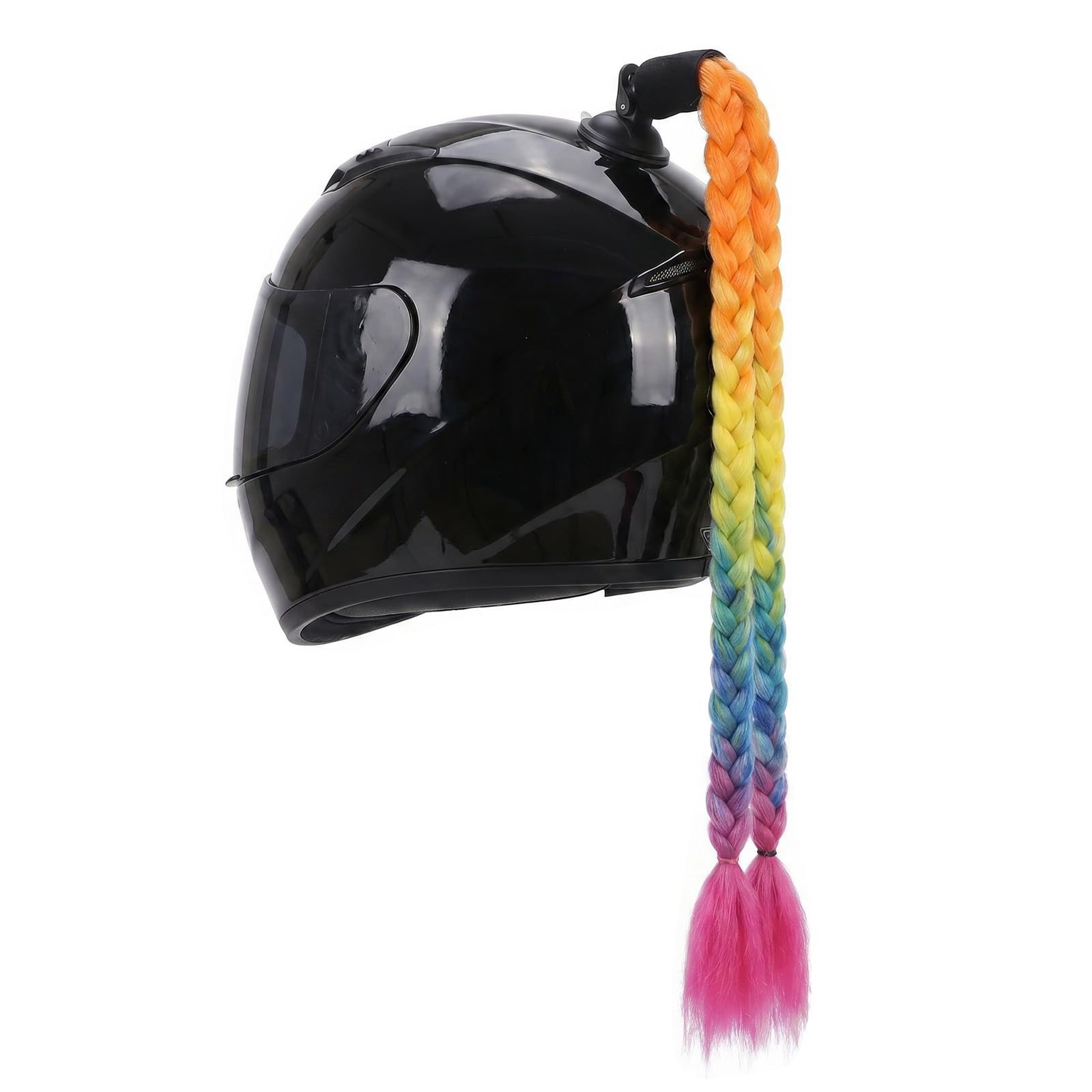 Helmet Pigtail Gradient Decoration Motorcycle Helmet Ponytail Wig Twist Braids Hair Tails with Detachable Suction Cup for Motorbike Bike Bicycle Cycling Bikers Riders Scooter Costume Cosplay โ image 1