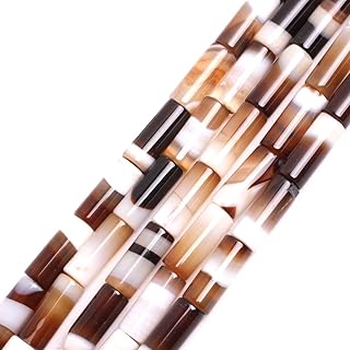 GEM-Inside Brown Banded Botswana Agate Gemstone Loose Beads Natural 8x20mm Energy Stone Power for Jewelry Making 15''