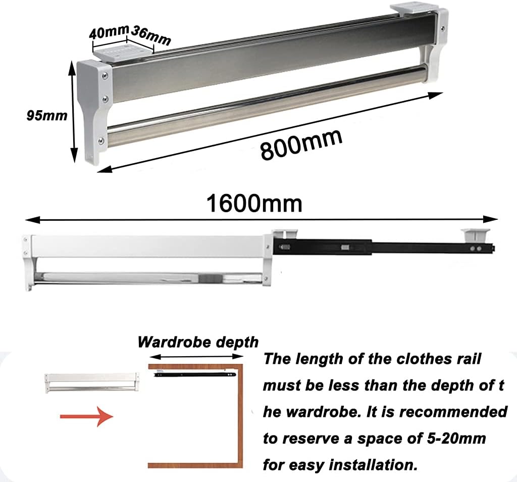 2Pcs Self Adhesive Hand Towel Rail Set Metal Holder with Wooden Rod Wall Mounted Towel Rack for Bathroom Iron Sheet and Abs Material Space Saving Organizer for,White-800mm