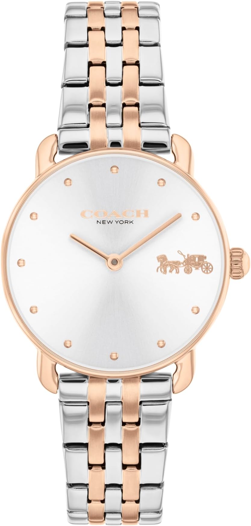 Coach Elliot Qtz Basic Silver White Round Dial Women's Watch|Ionic Plated Rose Gold Steel Material|Rose Gold Color Band - 14504304