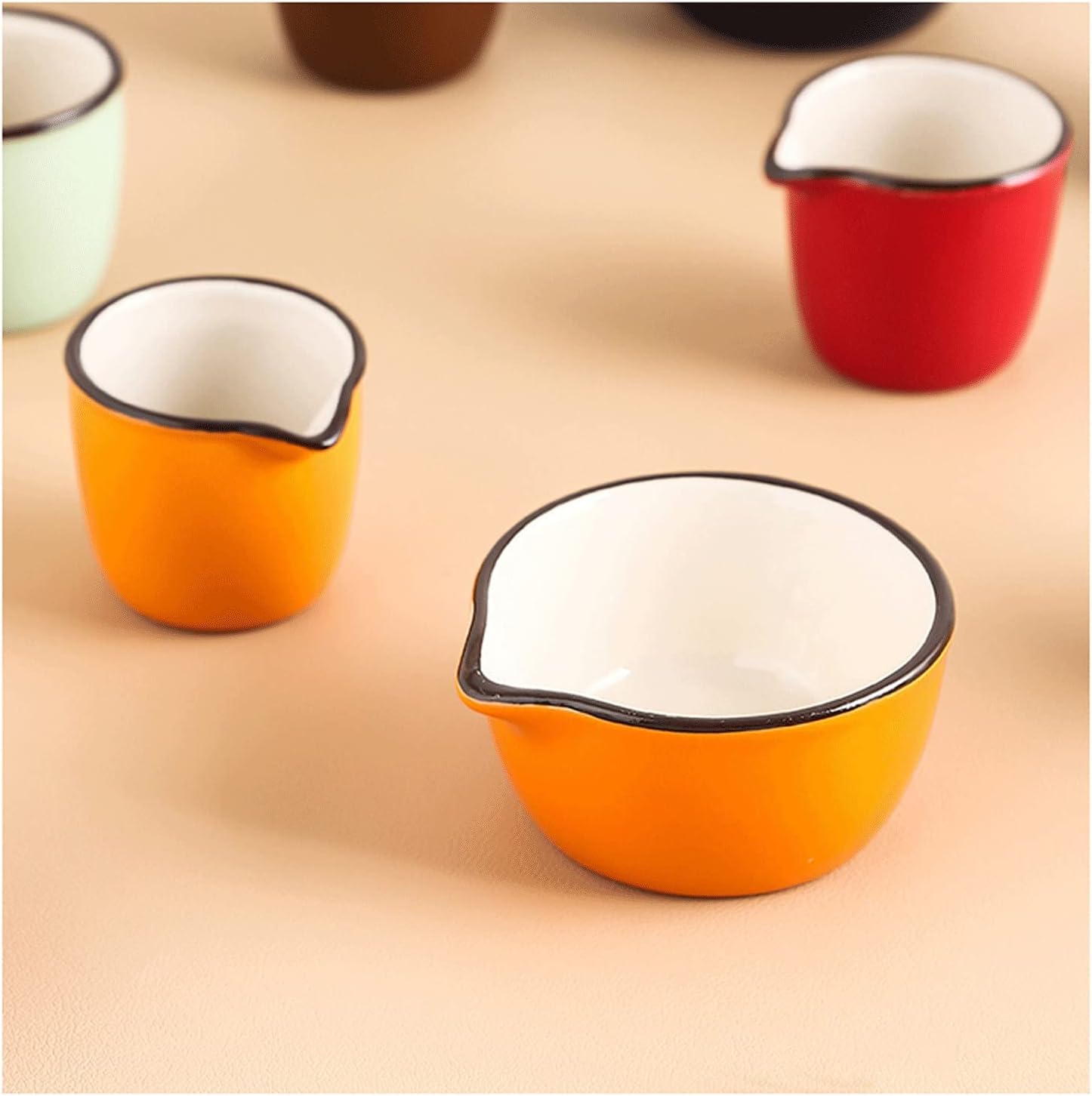 1 Pack Gravy Sauce Boat with Pointed Nozzle Design Ceramic Sauce Boat is and Easy to Clean 90ml (red Or Orange Or Blue) (Color : Blue) (Orange)