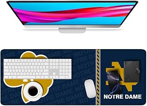Large Extended Gaming Mouse Pad with Stitched Edges, College Football Non-Slip Waterproof Rubber Base Mouse Pad for Notre Dame Office, Computer, Keyboard, Laptop and Home Desk Pad 31.5 x 11.7 Inch