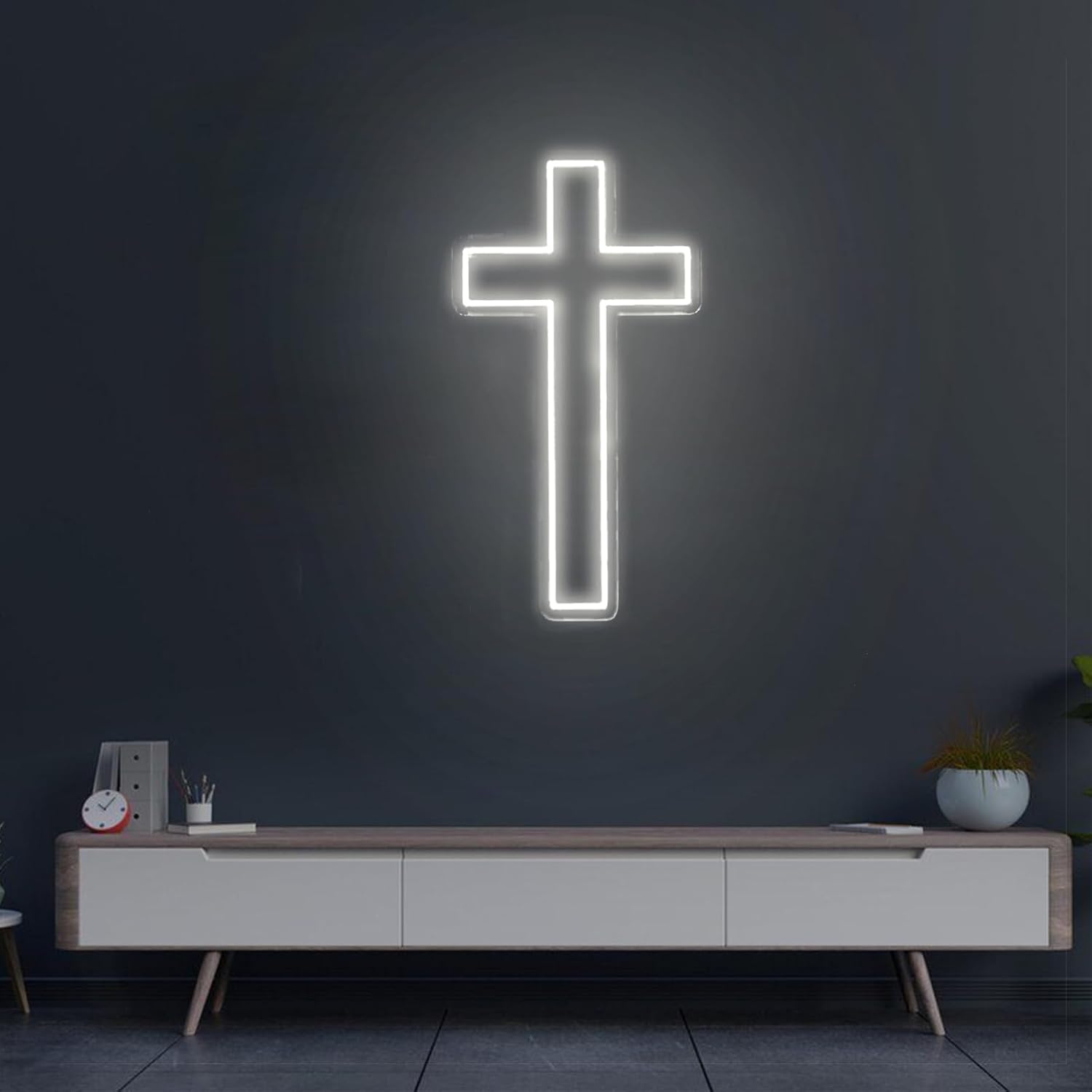 Cross Neon Sign 35inch LED Jesus Cross Neon Light Up Signs Wall Decor for Bedroom Christening Day Baby Shower Christmas Church Festivals Party