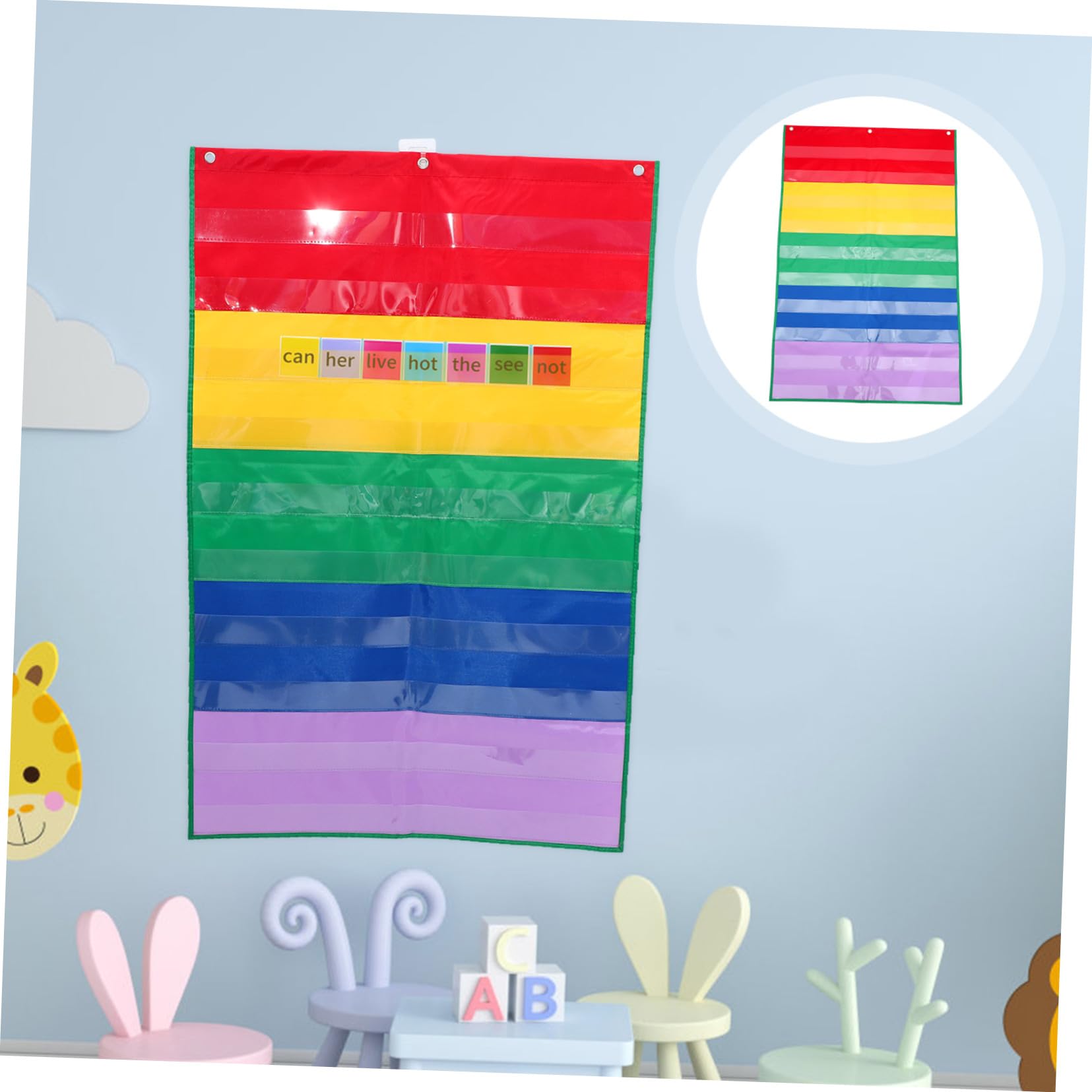 Lurrose 4piezas Organizador De Carteles Didácticos De Pared Soporte De Tarjetas Para Aula Material Educativo Pocket Chart De Aprendizaje Bolsillos Para Clases y Presentaciones