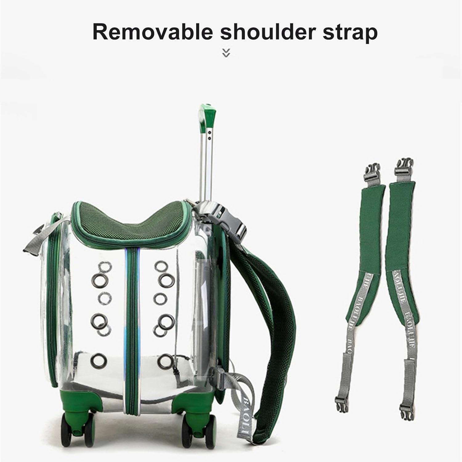 Portable Pet Trolley Case, Transparent Cat and Dog Carrier with Ventilation Holes and Silent Wheels, Travel Backpack with Large Interior, Rolling Pet Carrier for Cats Dogs Small Pets Pink