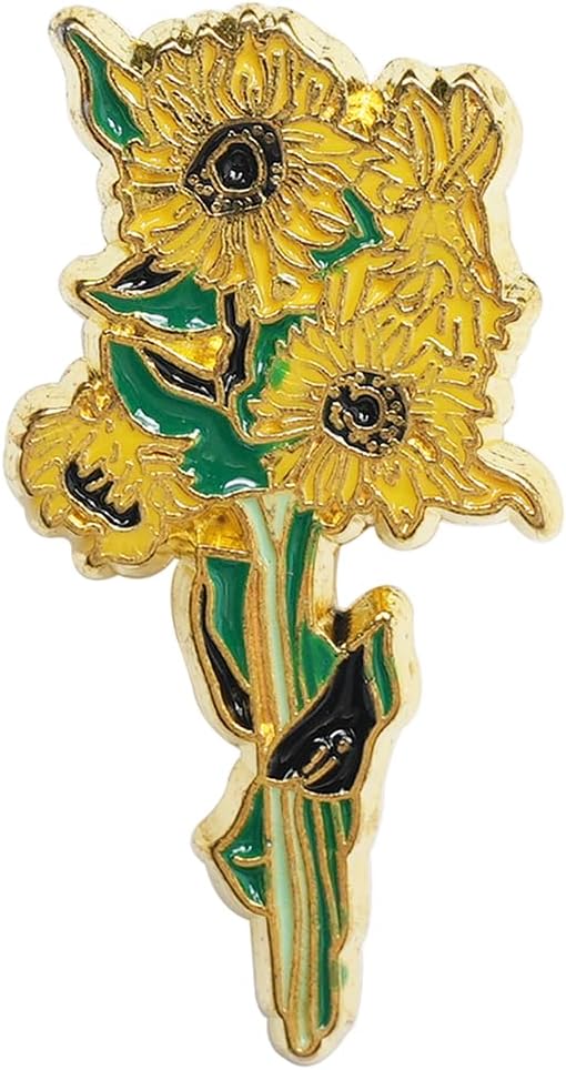 1 x Van Gogh Yellow Sunflower Brooch Personalized Creative Day Bag Accessories Brooch