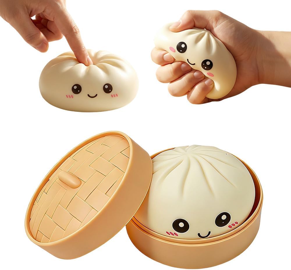 Dumpling Squishy, Mystery Dumpling Squishy, Dumplings Sensory Squeeze Toy for Stress Relief, Soft Squeeze Decompression Dough for Adults Classroom Prizes & Party Favors（White）