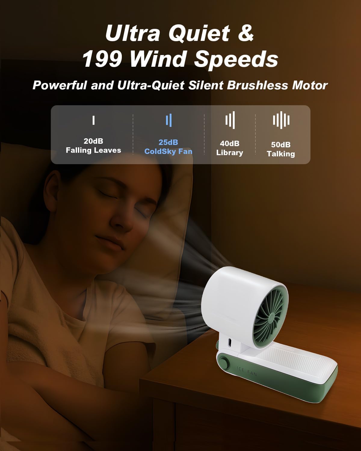 Portable Handheld Cooling Fan Rechargeable 10000mAh, Foldable Powerful Winds Mini Turbo Fans, 199 Speed, Digital Display for Travel Camping Outdoor