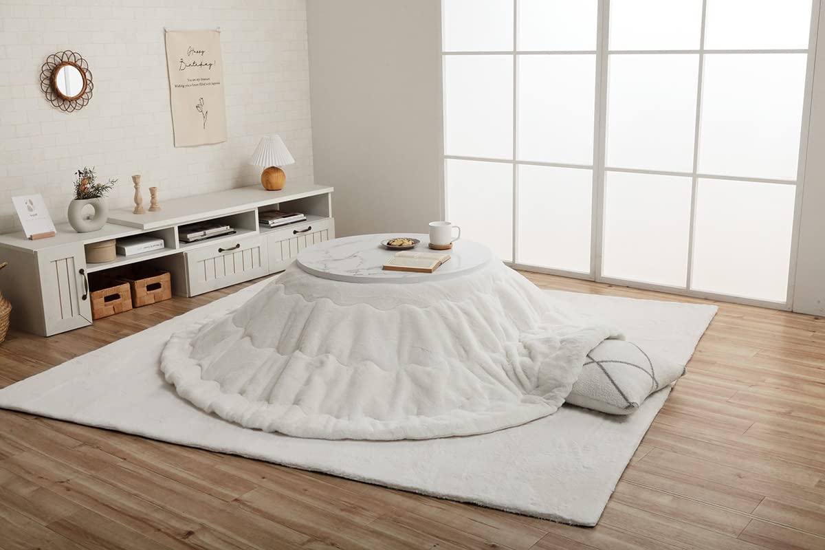 Amazon｜イケヒコ こたつ 布団 円形 ラピアス スノーホワイト 約200cm 