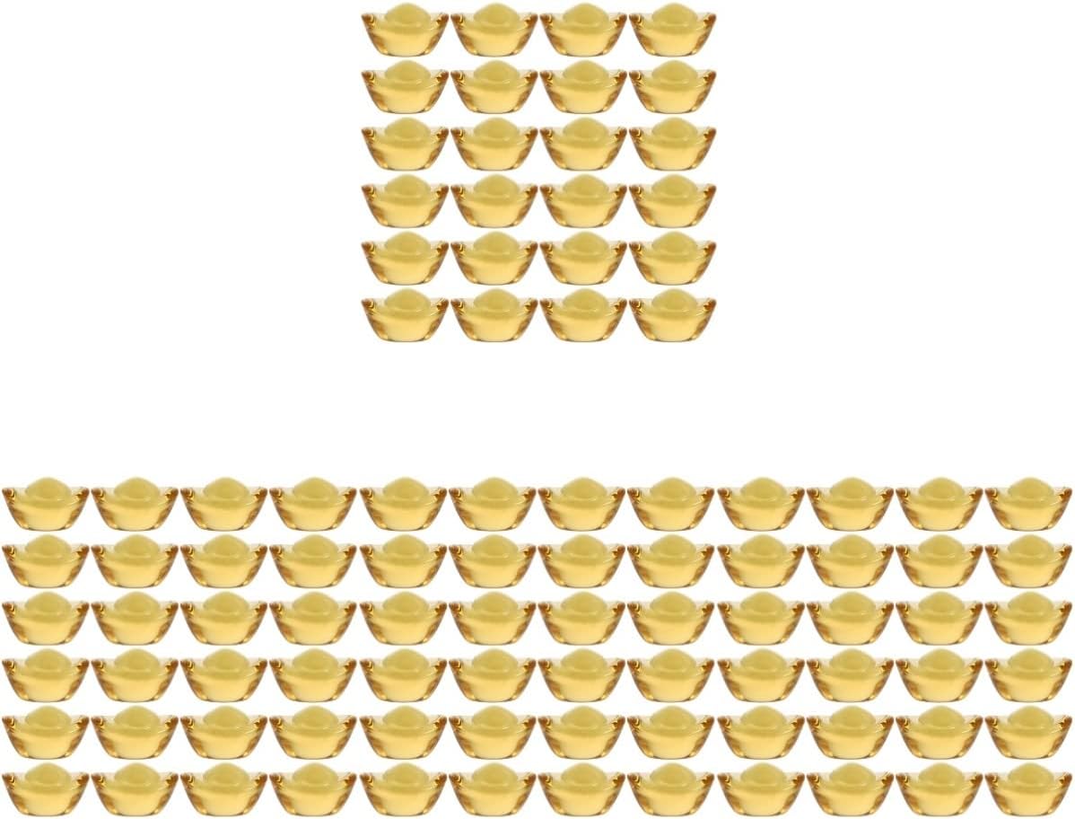 BESPORTBLE 200 pcs Chinese Fengshui Crytal Feng Shui Ingot Chinese Gold Yuan Bao Crystal Gold Ingot Crystal Golden Ingot