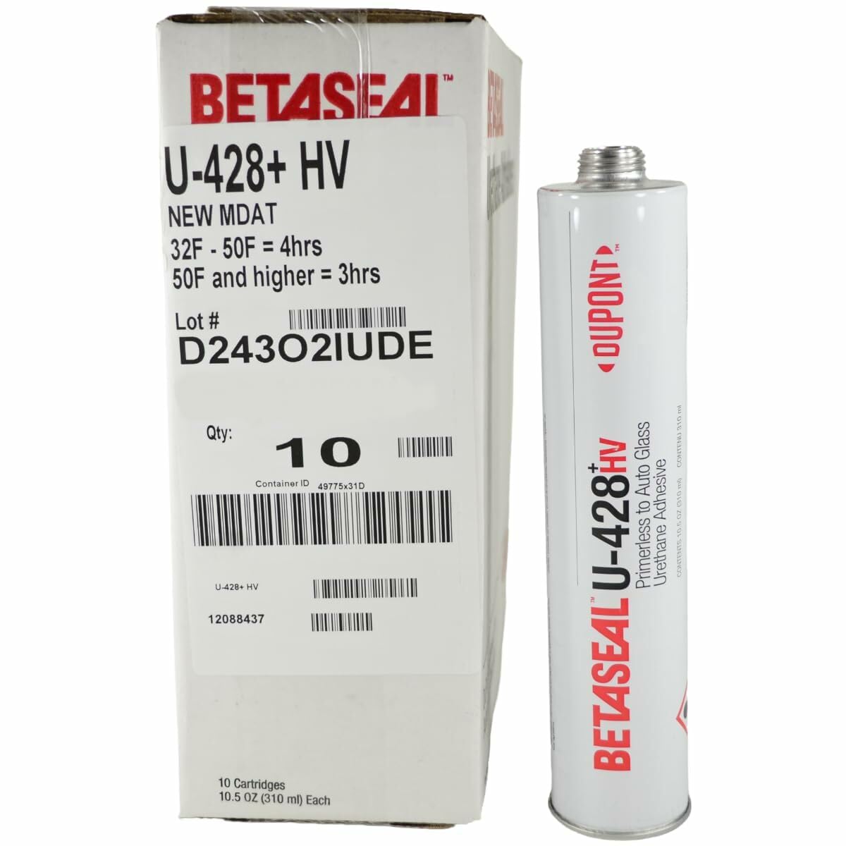 U-428+ HV Fast Cure Auto Glass Urethane Adhesive - Primerless, 310ml (10.5oz) Cartridges (Cartridge, 10, Count)