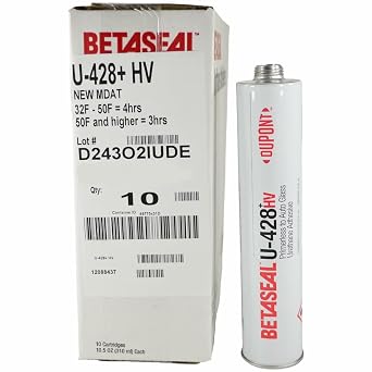 U-428+ HV Fast Cure Auto Glass Urethane Adhesive - Primerless, 310ml (10.5oz) Cartridges (Cartridge, 10, Count)