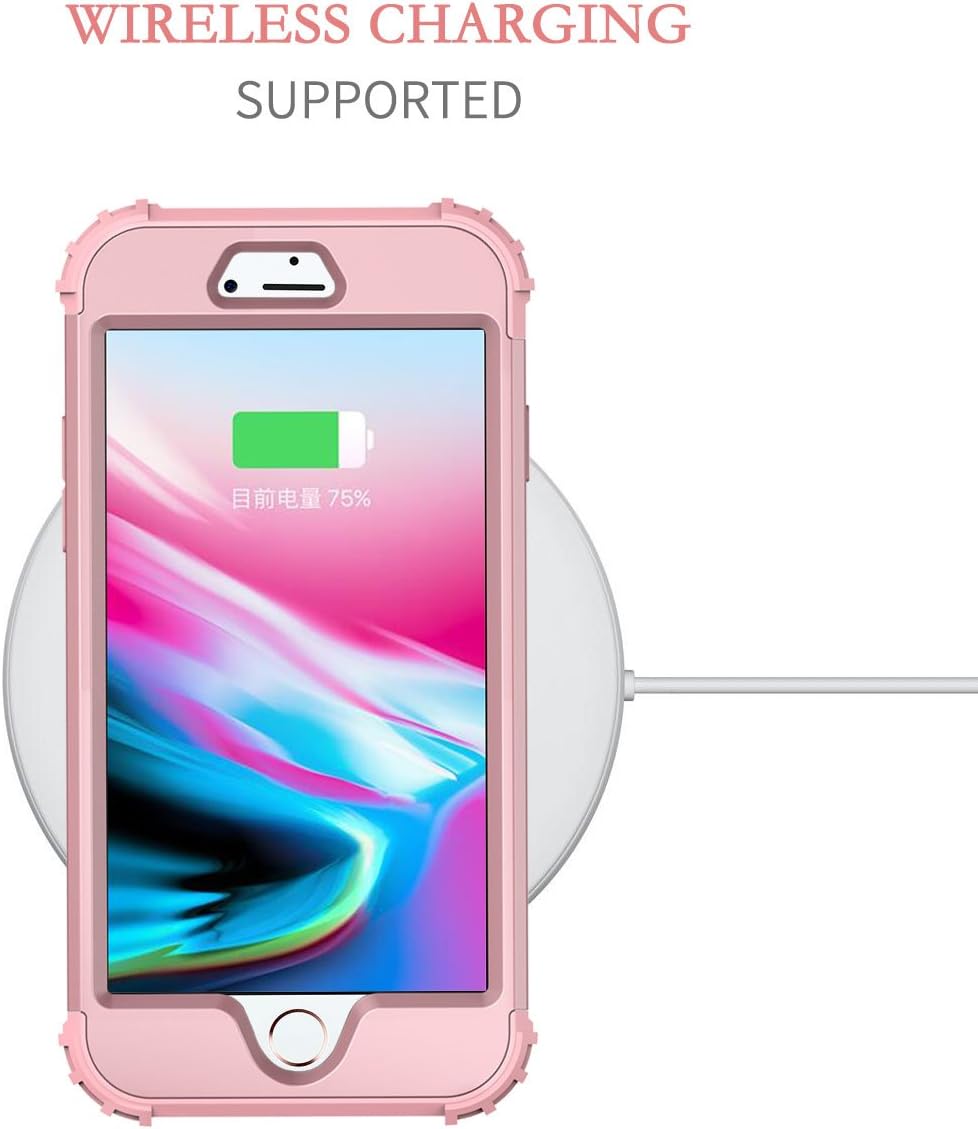 LONTECT for iPhone 8 Plus Case, iPhone 7 Plus Case Glitter 3 in 1 Heavy Duty Sturdy High Impact Hybrid Shockproof Sturdy Protective Cover Case for Apple iPhone 8 Plus/iPhone 7 Plus,Shiny Rose Gold