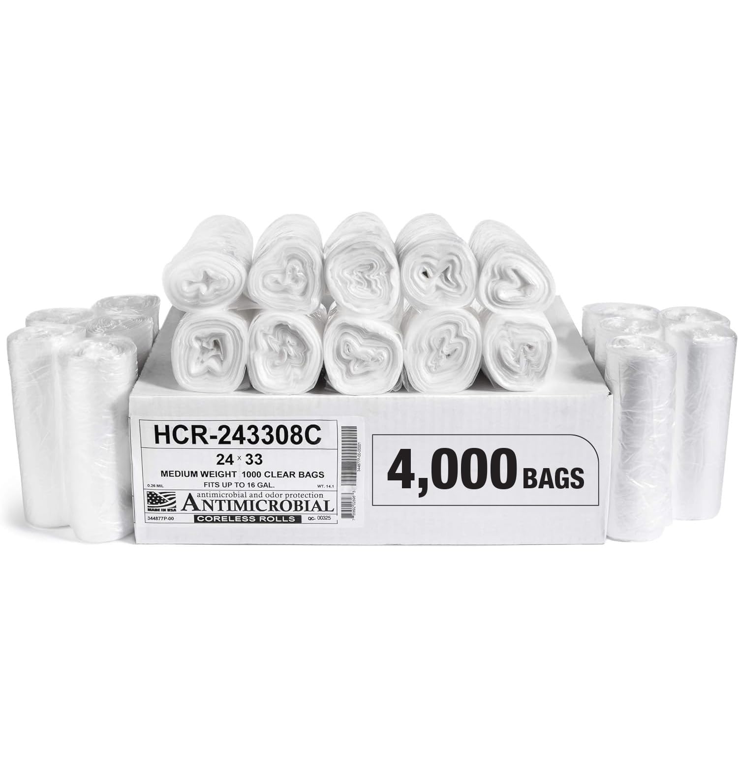 Aluf Plastics 12-16 Gallon 8 Micron (eq) Black Bags 24" x 33" 4000 Count
