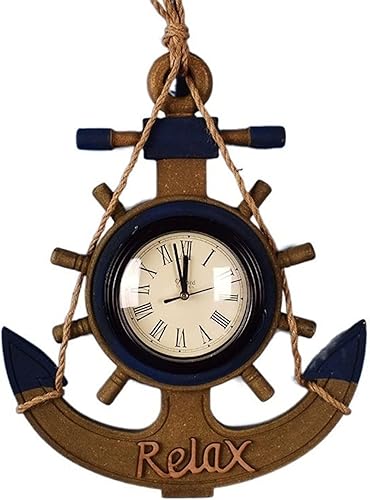 HEXEH Reloj de pared vintage vintage con diseño de ancla para el hogar, sala de estar, comedor, decoración de dormitorio, reloj de pared silencioso