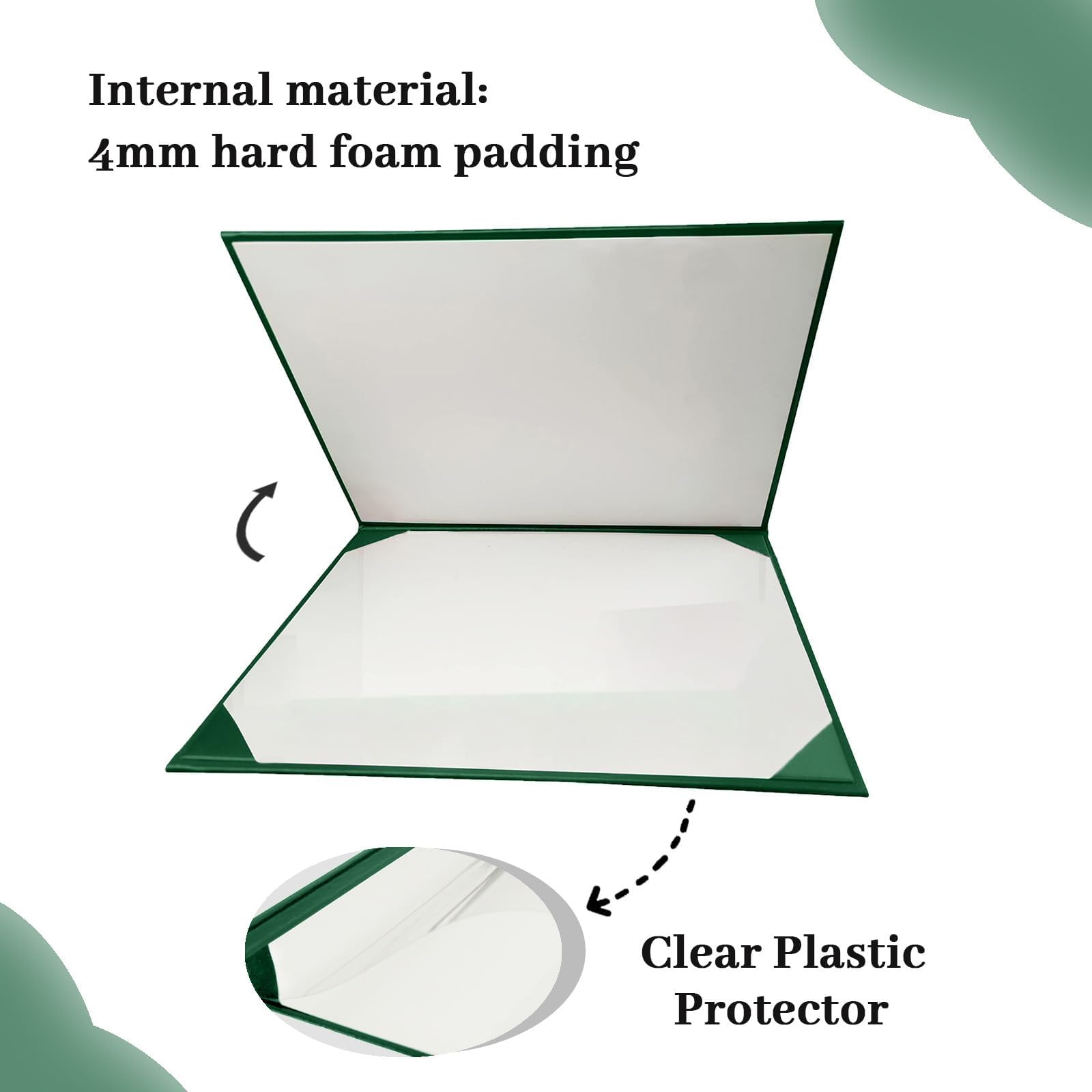 Happy Secret Imprinted Diploma Holder for 8.5"x11" Certificate - Graduation Cover with Smooth Leather, Forest Green, 20 Packs