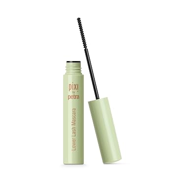 Pixi Beauty Lower Lash Mascara for Bottom Lashes, Water-Resistant Black Mascara with Slim Short-Bristle Brush, Vitamin E and Panthenol Conditioning Formula, 3.2 ml / 0.11 fl oz