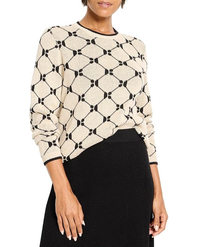 NIC Zoe Womens Geo Argyle Doubleknit Sweater
