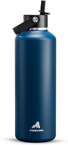 Miniatura 25 de POWCAN Botella de agua para niños de 18 onzas: a prueba de fugas, mantiene el frío 24 horas, apta para portavasos, asa superior, sin BPA, botella de