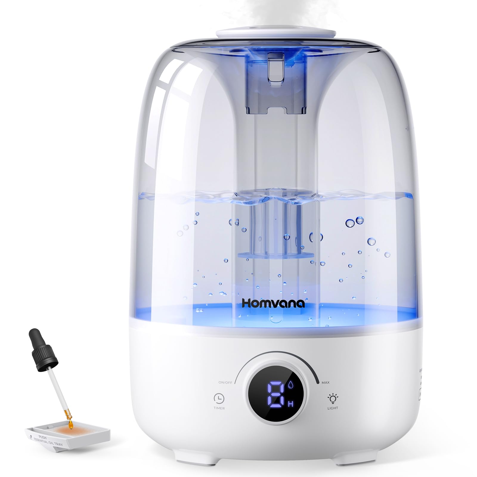 Homvana Humidifiers for Bedroom Diffusers - Top Fill 4L Cool Mist Humidifier Large Room 40H Runtime Diffusers for