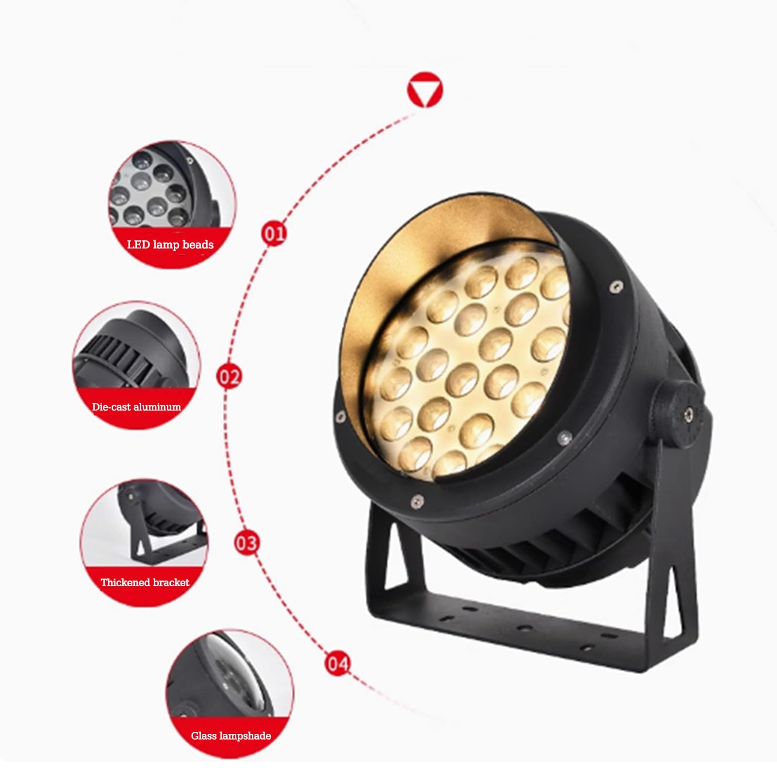 Focos LED Giratorios para Exteriores, Foco LED De 220 V CA, Luz LED para Jardín, Ajustable, Impermeable, IP65, para Exteriores, Patio, Villa, Césped, Luces De Paisaje(Warm White,18W)