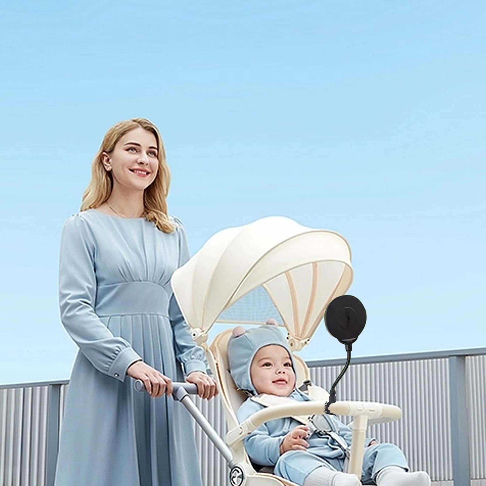 Stroller lusterko wsteczne, wypukłe lusterka, Adorable Compact Easy-to-Install Jogging Strollers, Adjustable Security Mirror Attachment for Childrens and, czarne