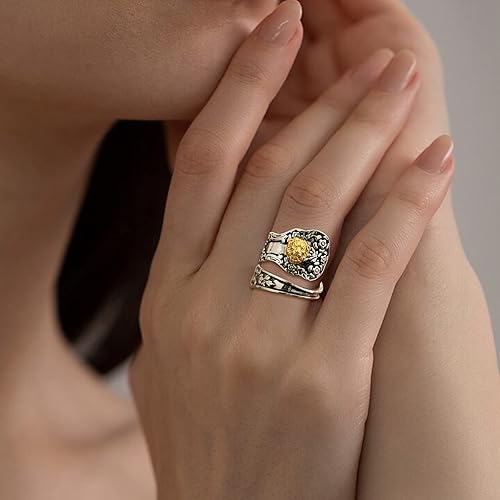 Miniatura 3 de Spoon Ring for Women Mushroom Moon Lion Bee Handmade Statement Wraparound Adjustable Size Thumb Fashion Bug Jewelry