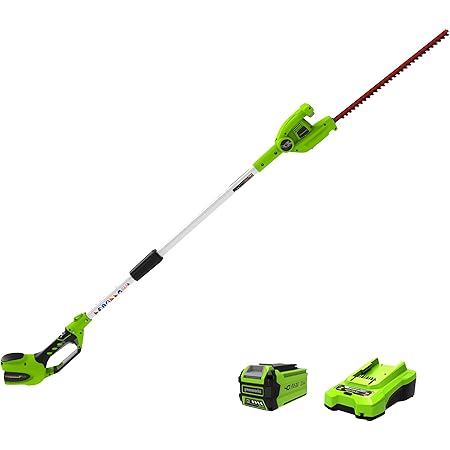 Greenworks 40V 20 inch Cordless Pole Hedge Trimmer 2.0 AH Battery Included, PH40B210